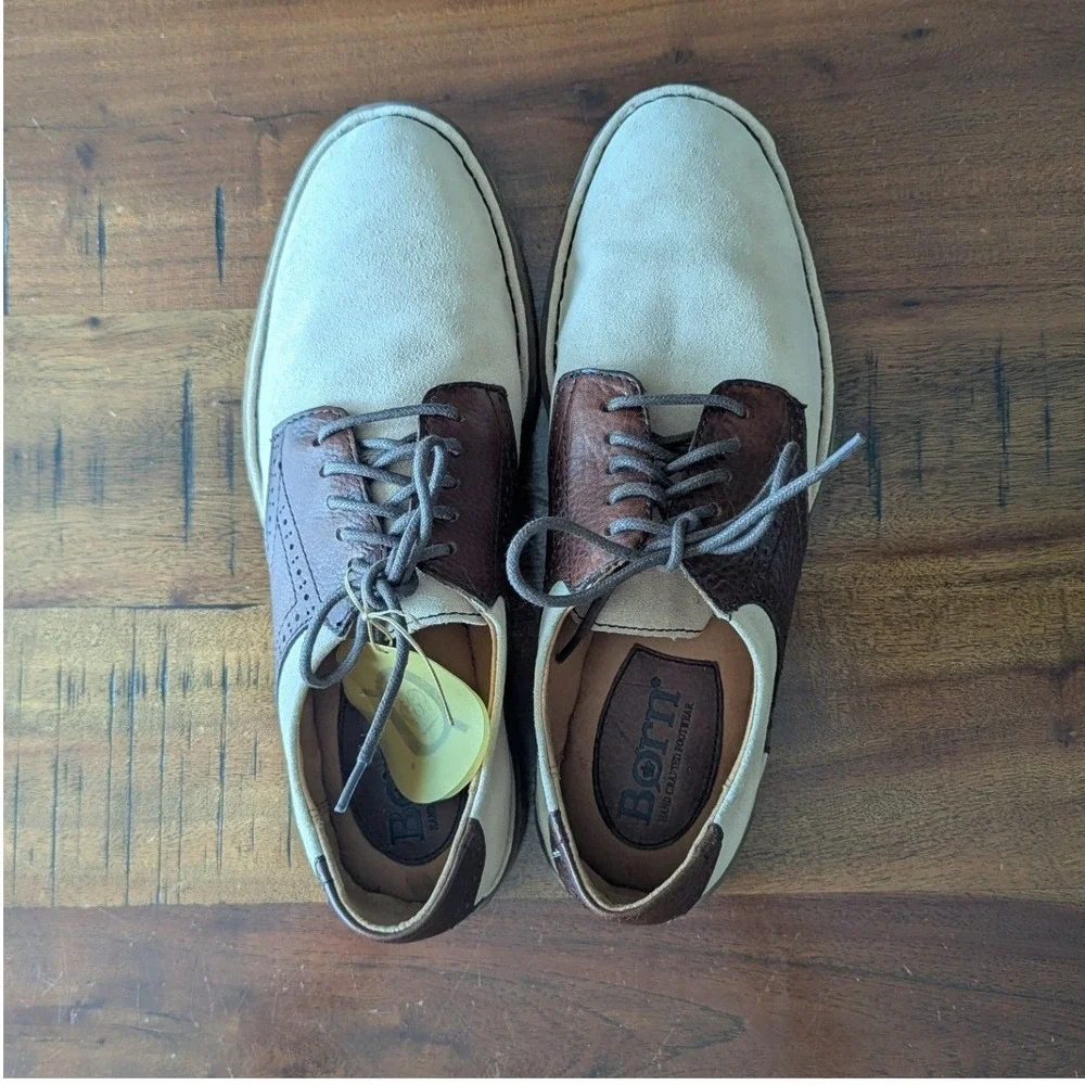 Born Hemlock Oxford Shoes Brown Cream Leather Wingtip 10.5 Old Money Heritage
